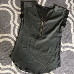 Express XS army green silk top